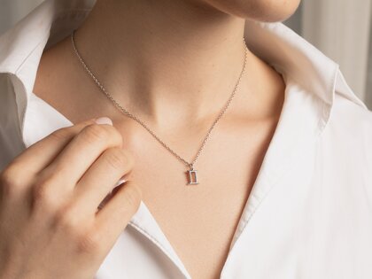 Zodiac sign pendant Gemini in 14K yellow gold, 42cm 1.1mm