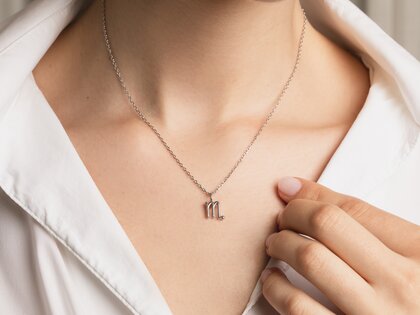Zodiac sign pendant Scorpio in silver 925/-, 45cm 1.1mm