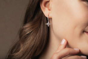 Earrings Diamond Stars in 14K white gold with diamonds 0.48ct G/SI