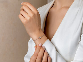 Bracelet Diamond Drop Lab-grown diamond in 9K yellow gold with 1 lab-grown diamond 0.25ct E/VS, 18cm