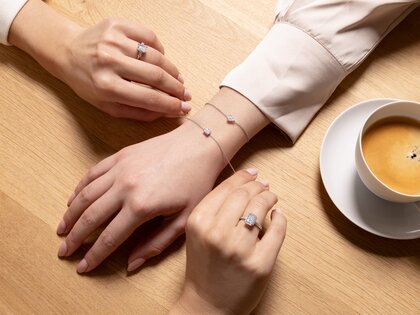 Bracelet Diamond Drop Lab-grown diamond in 9K yellow gold with 1 lab-grown diamond 0.25ct E/VS, 18cm