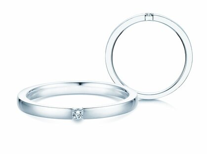 Engagement ring Infinity in silver 925/- with diamond 0.10ct G/SI