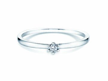 Engagement ring Classic Petite in 14K white gold with diamond 0.05ct
