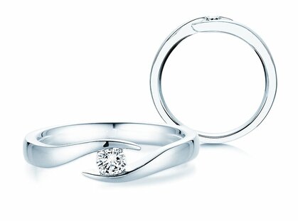 Engagement ring Twist in 18K white gold with diamond 0.15ct G/SI