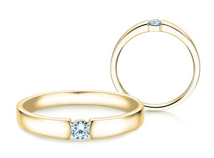 Engagement ring Infinity Petite in 14K yellow gold with diamond 0.13ct