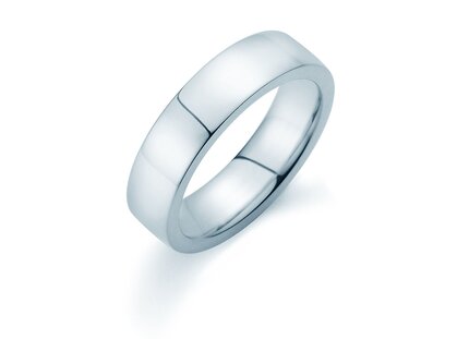 Ring for men Modern 6mm in 18K white gold polished