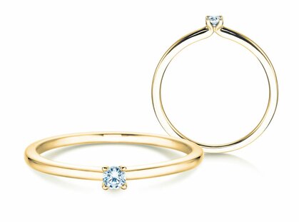 Engagement ring Classic 4 in 18K yellow gold with diamond 0.05ct G/SI