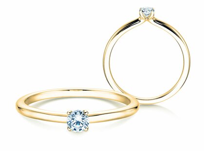 Engagement ring Classic 4 in 18K yellow gold with diamond 0.15ct G/SI