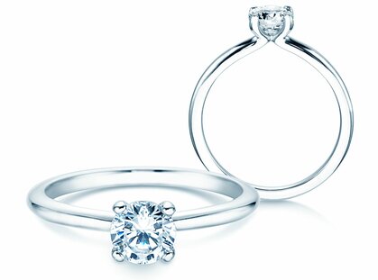 Engagement ring Classic 4 in 18K white gold with diamond 0.60ct G/SI