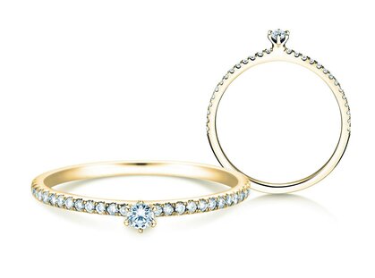 Engagement ring Classic Pavé in 14K yellow gold with diamonds 0.20ct