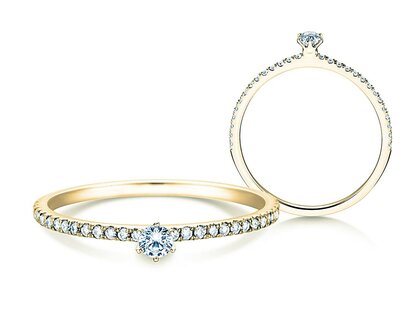 Engagement ring Classic Pavé in 14K yellow gold with diamonds 0.30ct