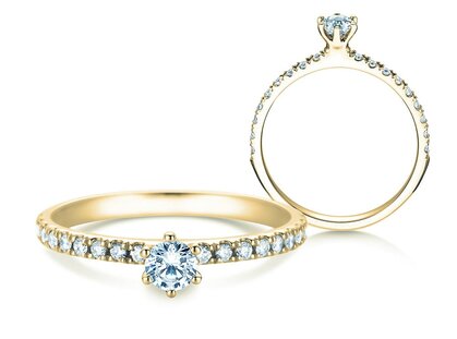 Engagement ring Classic Pavé in 18K yellow gold with diamonds 0.40ct