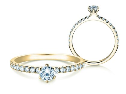 Engagement ring Classic Pavé in 14K yellow gold with diamonds 0.50ct