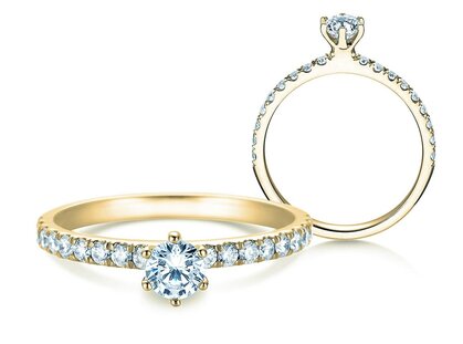 Engagement ring Classic Pavé in 14K yellow gold with diamonds 0.60ct G/SI