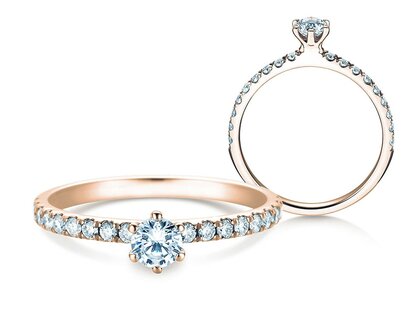 Engagement ring Classic Pavé in 14K rosé gold with diamonds 0.50ct