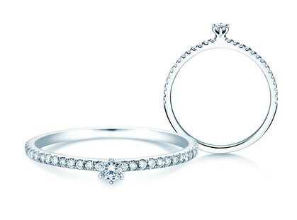 Engagement ring Classic Pavé in 14K white gold with diamonds 0.20ct