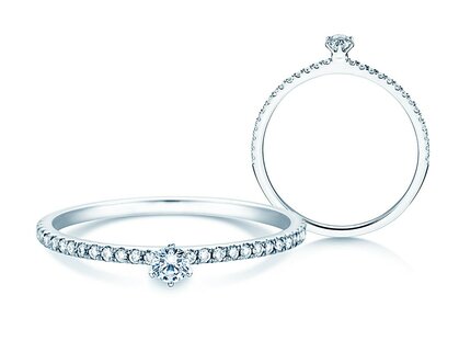 Engagement ring Classic Pavé in 14K white gold with diamonds 0.30ct