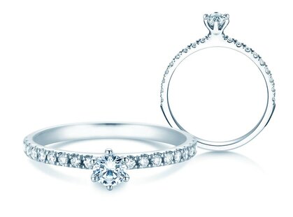 Engagement ring Classic Pavé in platinum 950/- with diamonds 0.40ct