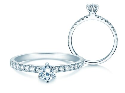 Engagement ring Classic Pavé in platinum 950/- with diamonds 0.60ct