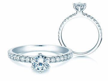 Engagement ring Classic Pavé in white gold