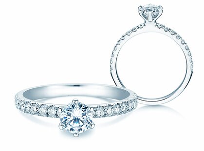 Engagement ring Classic Pavé in 18K white gold with diamonds 0.85ct