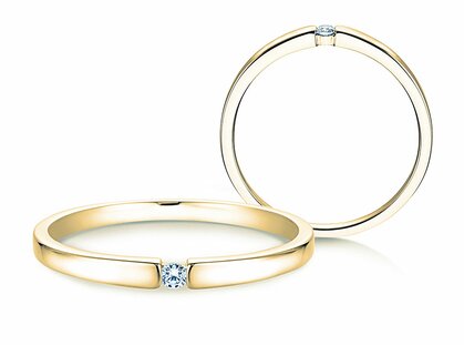 Engagement ring Infinity Petite in 14K yellow gold with diamond 0.03ct