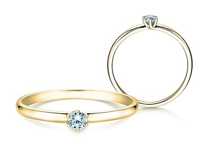 Engagement ring Melody in 18K yellow gold with diamond 0.10ct G/SI