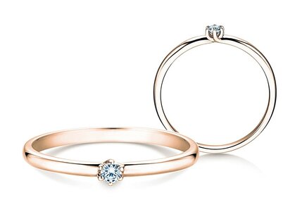 Engagement ring Melody in 18K rosé gold with diamond 0.05ct G/SI