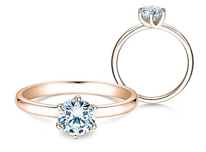 Engagement ring Melody in 18K rosé gold with diamond 1.00ct H/SI
