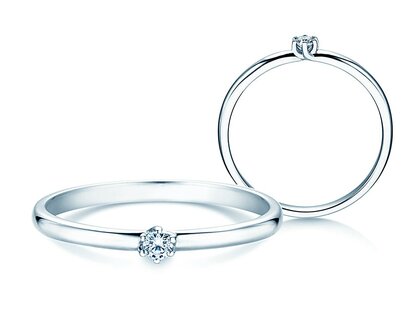 Engagement ring Melody in 14K white gold with diamond 0.05ct H/SI