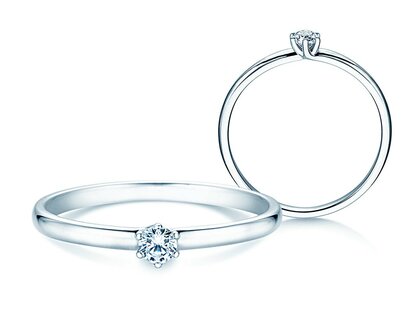 Engagement ring Melody in 14K white gold with diamond 0.10ct G/SI