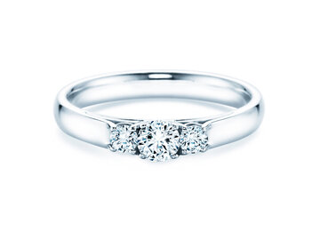Engagement ring 3 Stones in 14K white gold with diamonds 0.11ct
