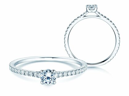 Engagement ring Pure Diamond in 18K white gold with diamonds 0.49ct G/SI