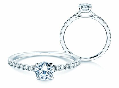 Engagement ring Pure Diamond in platinum 950/- with diamonds 0.92ct G/SI