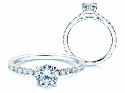 Engagement ring Pure Diamond in platinum 950/- with diamonds 1.17ct G/SI