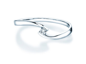 Engagement ring Twist Petite in 14K white gold with diamond 0.04ct