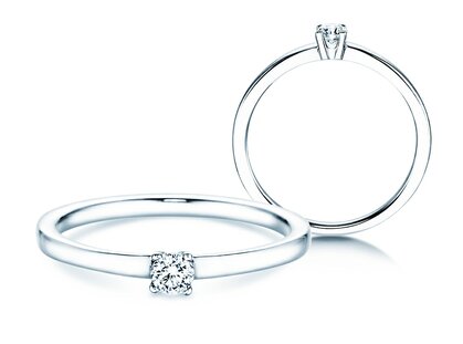 Engagement ring Modern Petite in 14K white gold with diamond 0.14ct