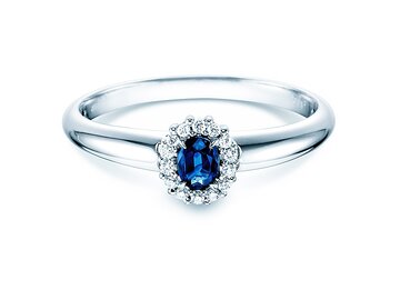 Engagement ring Jolie in 14K white gold with sapphire 0.25ct and diamonds 0.06ct