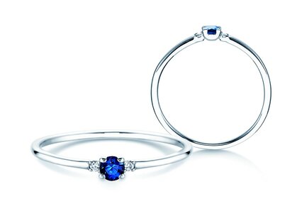 Engagement ring Glory Petite in platinum 950/- with sapphire 0.08ct and diamonds 0.02ct