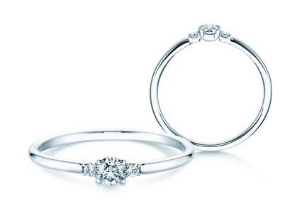 Engagement ring Glory Petite Diamant in 14K white gold with diamonds 0.20ct G/SI