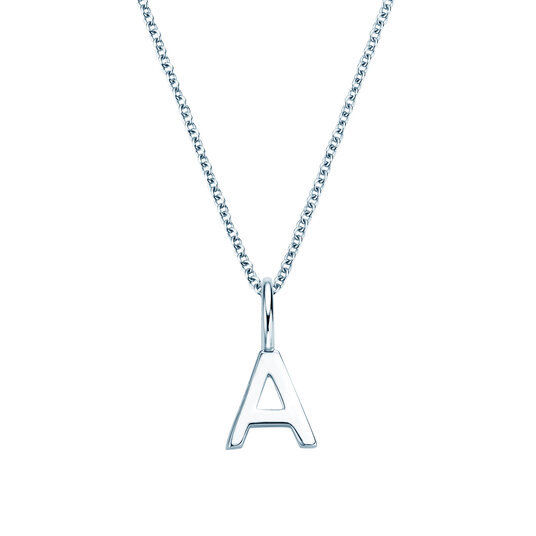 Letter pendant Classic A in 14K white gold polished