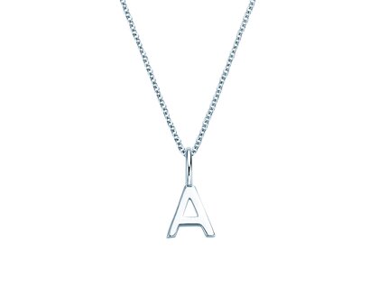 Letter pendant Classic A in 14K white gold polished