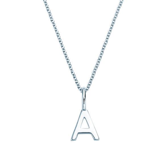 Letter pendant Classic A in 14K white gold polished