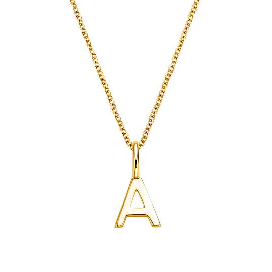 Letter pendant Classic A in 9K yellow gold polished