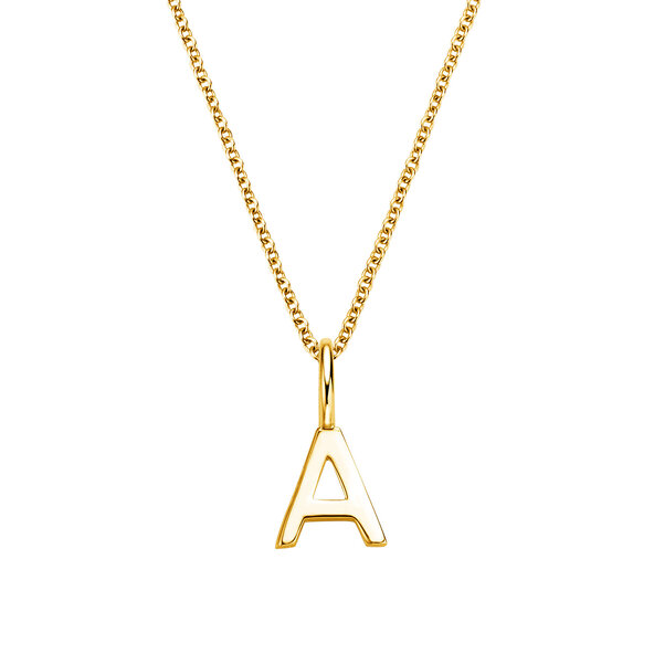 Letter pendant Classic A in 9K yellow gold polished