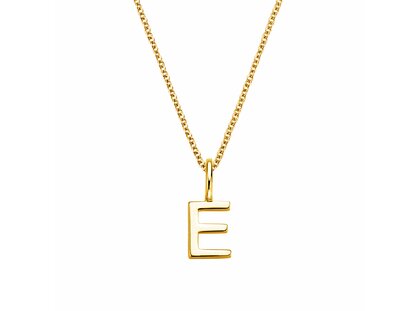 Letter pendant Classic E in 14K yellow gold polished