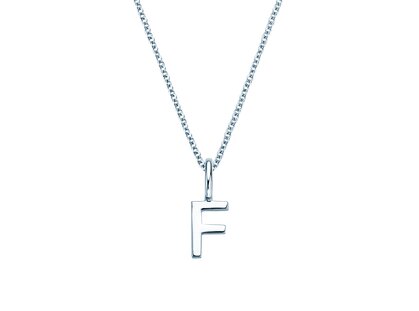 Letter pendant Classic F in 14K white gold polished