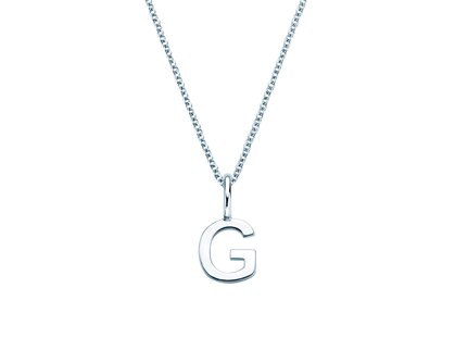 Letter pendant Classic G in 14K white gold polished