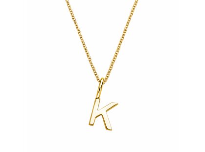 Letter pendant Classic K in 14K yellow gold polished