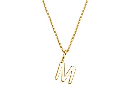 Letter pendant Classic M in 14K yellow gold polished
